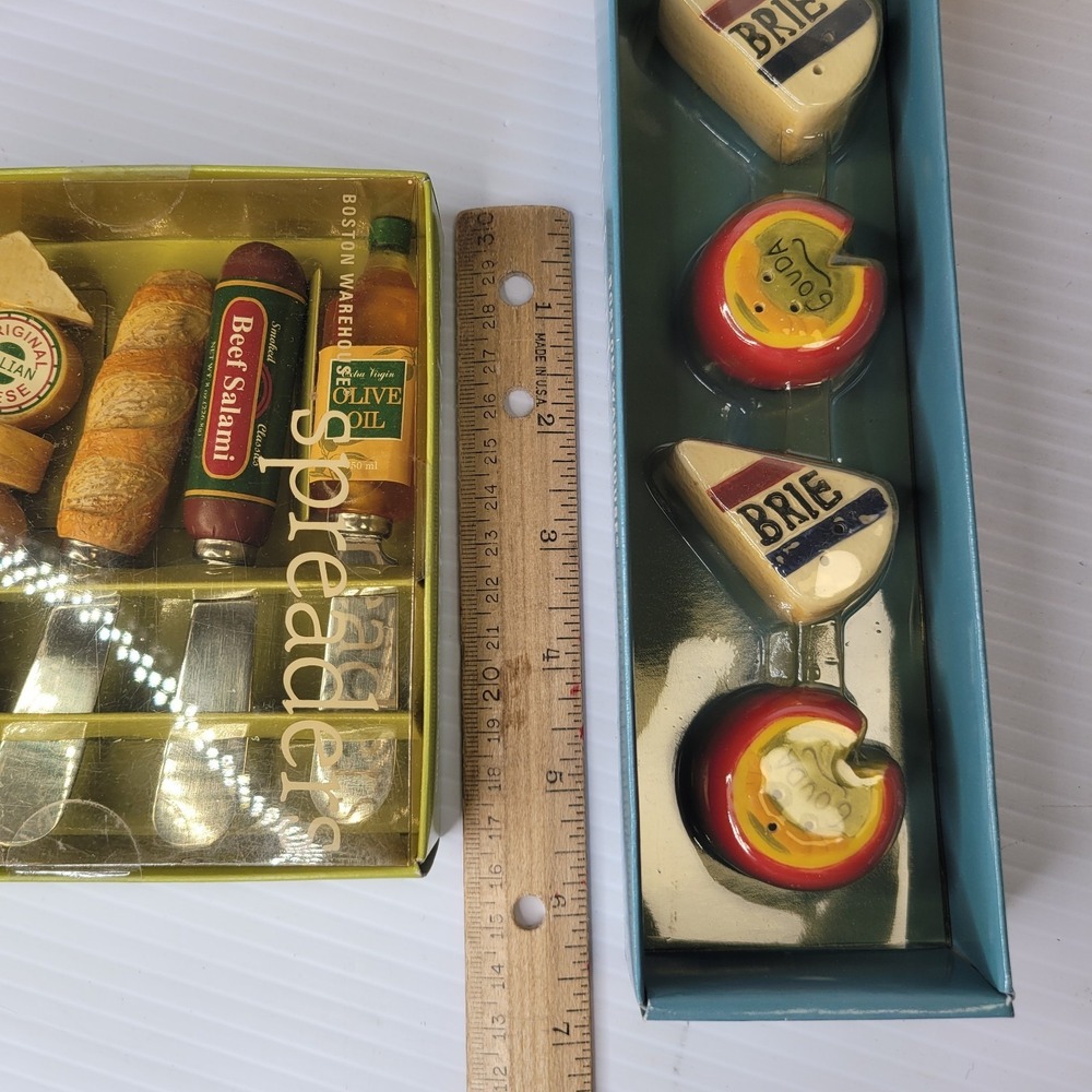 Boston Warehouse Cheese Spreaders Salt Pepper Set Charcuterie Brie Gouda New VTG - Picture 12 of 12